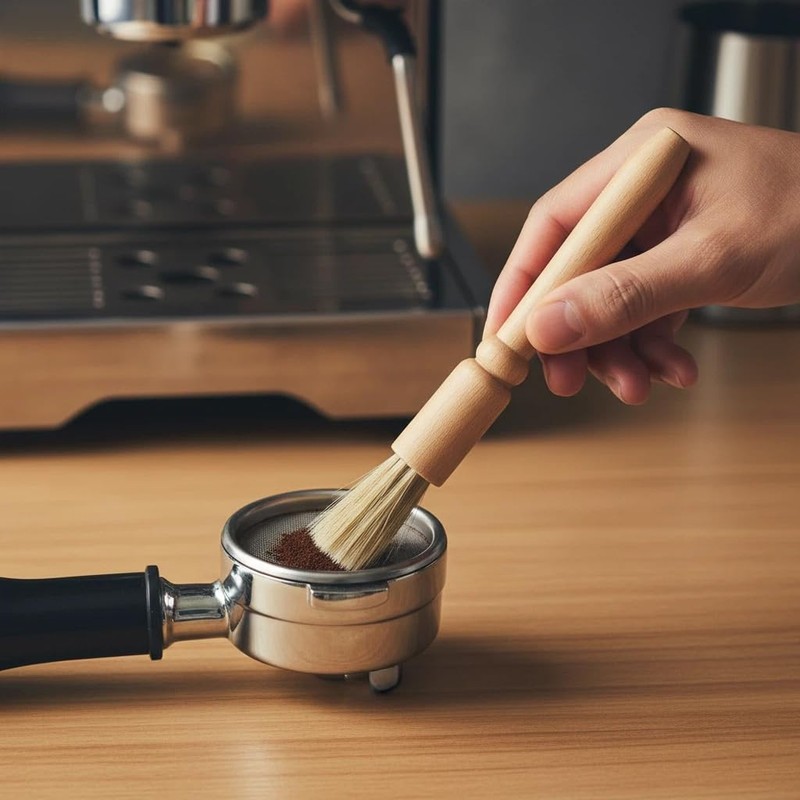 Coffee Grinder Cleaning Brush 2Pcs, Wood Handle & Natural Bristles