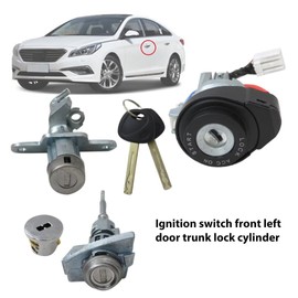 WELURE 81900-C1B00 Full Door Lock Cylinder Ignition Keys Lock 6-Pin for 2009 Hyundai Sonata GL Sedan 4-Door