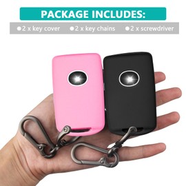 2Pcs 4 Buttons Silicone Rubber Key Fob Cover Compatible with 2025 2024 2023 2022 Mazda 3 6 CX-3 CX-5 CX-9 CX-30 CX-50 CX-90 MX-5 Miata MX-30 EV Carbon Fiber Key Fob Cover for Mazda (Black/Pink)