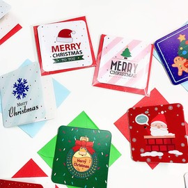 24 Pcs Mini Christmas Cards with Envelopes, Merry Christmas Greeting Cards Assorted Holiday Xmas Blank Cards in 24 Unique Designs, 2.7X 2.7 Inches