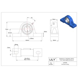 1 Pcs UCP205-16 Pillow Block Bearing, 1 inch Bore, 2 Bolt Mounted Bearing Units, Cast Iron Base, Self Aligning, Heavy Duty Industrial Grade