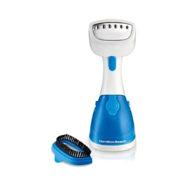 Hamilton Beach Handheld Garment Steamer for Clothes, Fabric and Drapes, 15 Minutes of Continuous Steam, Portable Wrinkle-Remover for Home, Vacation Essentials, 1000 Watts, White & Blue (11555)