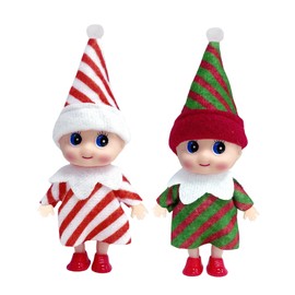 Pack of 2 Christmas Elf Doll for Boys Girls Children, Santa Mini Elves Christmas Dolls Tiny Baby Elf Doll, Christmas Small Elf Figures Baby Elf Doll Gift for Christmas Stockings Stuffers