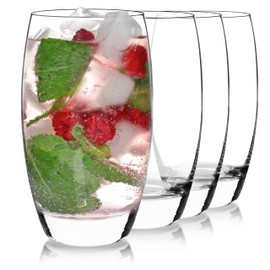 Luigi Bormioli Crescendo Highball Glasses, Set of 4-20 Oz Lead-Free Crystal Tall Tumblers with Thick Base - Laser Cut Rims, Classic for Cocktails, Water, Long Drinks - Made in Italy, Dishwasher Safe