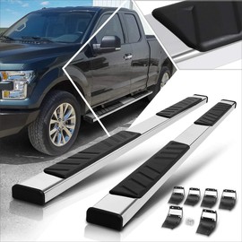 [Pair] 5 Inch Chrome Stainless Running Boards/Side Steps/Nerf Bars Compatible with 15-24 Ford F150-F350 Extended Cab