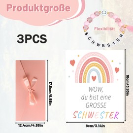 Snyvpra Große Schwester Geschenk Set, Inklusive Armband, Karte Und Umschlag, Geschenk Zur Geburt Mädchen, Geschwister Geschenk, Grosse Schwester Geschenk für Kind Mädchen, Geburtstage Und Jubiläen