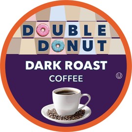 Double Donut Extra Bold Blend Dark Roast Coffee Pods, Dark Roast Coffee, Compatible with Keurig K Cups Brewers, 72 Count