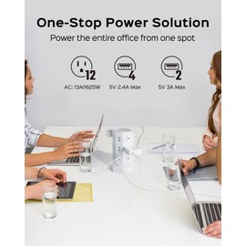 Power Strip Tower Surge Protector, JACKYLED 12 Outlets 6 USB (2 USB C) Charging Station, Extension Cord with Multiple Outlets, 1050J 1625W/13A Outlet Extender 6.5ft Extension Cord for Home Office