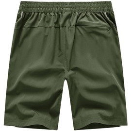 TBMPOY Pantalones cortos de correr para hombre, de secado rápido, para gimnasio, deportes al aire libre, bolsillos, C19-verde militar, XX-Large