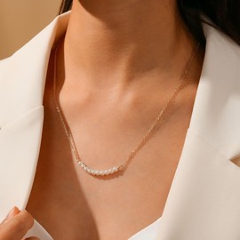 Teacher Gifts for Women, Teacher Necklace Dainty 14K Gold Pearl Necklace Best Daycare Music Math Dance Science Art English Teacher Christmas Gifts, Teacher Appreciation Gifts for Christmas