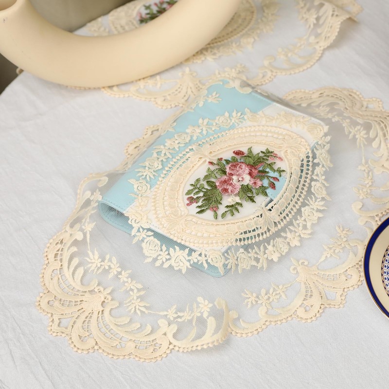2 Pack Retro Lace Placemats French Crochet Doilies Table Placemats
