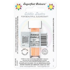 Sugarflair Orange Sparkle Edible Lustre Dust, Add a Lustrous Shine to Cakes or Decorations. Brush On or Add Rejuvenator to Create Eye-Catching Edible Paint, Gives Shine to Your Bakes - 2g (Pack of 6)