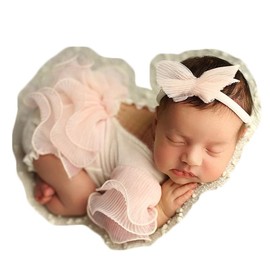 Zeroest - Accesorios de fotografía para bebé, sombreros de encaje, para sesión de fotos de recién nacido, trajes de sesión de fotos de bebé, disfraz de niña, Rosa bebé, Recién nacido