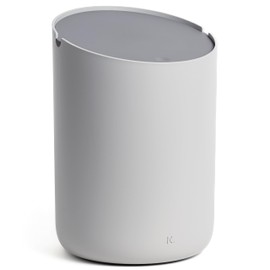 Kazai ® 'Tove' Mini Cosmetic Bin – 1.5 L, Exclusive Bathroom Bin Design from Berlin. Non-Slip, incl. Inner Bucket and Smart Bag Function – Light Grey, Dark Grey