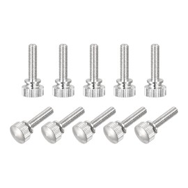 sourcing map Knurled Thumb Screws, M4x16mm Brass Shoulder Bolts Grip Knobs Fasteners, Nickel Plated 10Pcs