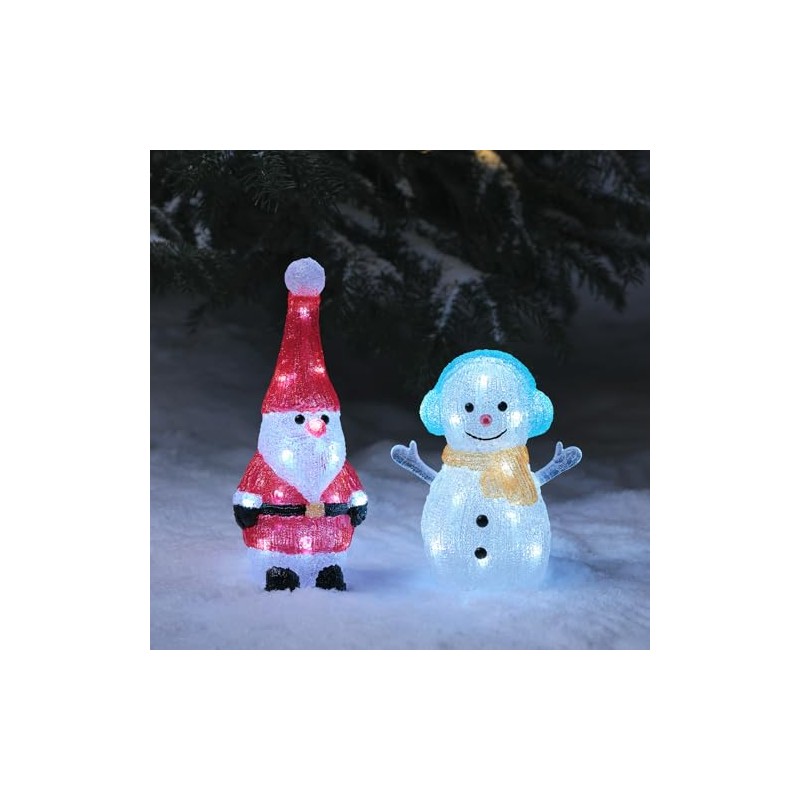 Lights4fun Outdoor Christmas Figure Light Up LED Acrylic Snowman Plug
