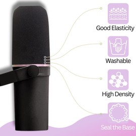 RhymKawa Microphone Cover for Shure SM7B POP Filter RK345B Replacement, SM7B Mic Windscreen Foam with Colored Retaining Ring for Stylish Podcast Decor (Multicolor)