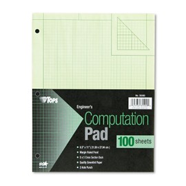 TOPS 35500 Engineering Comp Pads, 3HP,Rld,100 Sh,8-1/2-Inch x11-Inch,GN