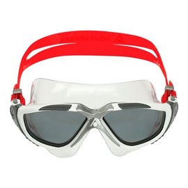 Aqua Sphere Vista Unisex Adult Swimming Mask, White, Grey and Red/Dark Lenses, One Size