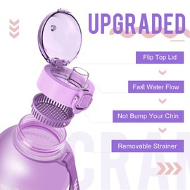 WEMEET 2 Litre Water Bottle with Fruit Filter [BPA Free Tritan], 2L Sports Bottle with Time Marking, Leak-Proof, 2000 ml Large Water Bottle for Camping, Gym, Picnic, Purple Pink