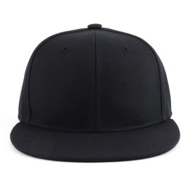 Trendy Apparel Shop Infant to Youth Plain Structured Flatbill Snapback Cap - Black - Youth