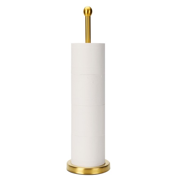 Songtec Gold Toilet Paper Holder Stand with Reserve, Floor Standing