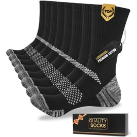 Juedverty Men's Cushioned Crew Work Socks,Moisture Wicking Athletic Boot Socks for Hiking Sports Running