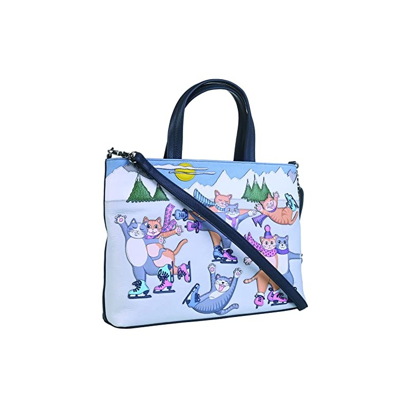 Mala Leather Skating Cats Collection Leather Grab/Cross Body Bag 7293_84