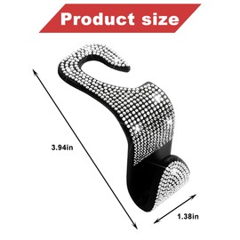LKAHG 4PCS Bling Car Seat Headrest Hooks, Diamond Crystal Seat Back Hanger Organizer, Vehicle Storage Holder for Bag, Grocery, Auto Accessories Universal for SUV, Truck (White)