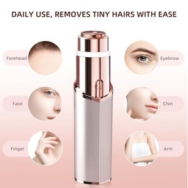 Depilación facial para mujer, afeitadora portátil para mujer, 2 cabezales de repuesto recargables y sin dolor para cara, labios superiores, barbilla, 