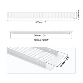 PATIKIL 31 x 3 Inch Door Air Vent Cover, 1 Pcs Heavy Duty Aluminum Grille Ventilation Cover Louvered with Mounting Screws for Cabinet Wardrobe Door, Silver