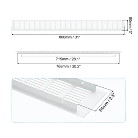 PATIKIL 31 x 3 Inch Door Air Vent Cover, 1 Pcs Heavy Duty Aluminum Grille Ventilation Cover Louvered with Mounting Screws for Cabinet Wardrobe Door, Silver