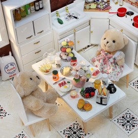 iLAND Miniature Dollhouse Accessories of Dollhouse Kitchen, Miniature Food (Lover Breakfast 16pcs)