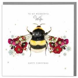 Lola Design - To My Wonderful Wife - Bumble Bee Christmas Cards - Blank Cards and Envelopes