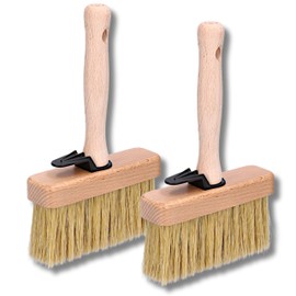 ToolSpace 2 x Surface Brush 130 mm, Ceiling Brush, Wallpaper Brush, Wide Tassel, Natural Hair Wooden Handle, Wallpapering Tassel, Foundation Brush, Patio Brush