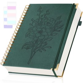 Spiral Notebook 8.5" x 11", Notebooks College Ruled, Hardcover Notebook with Numbered Pages, Notebook Journal for Women, Leather Journal Notebooks for Work, Writing, Thick Aesthetic Notebook, Green