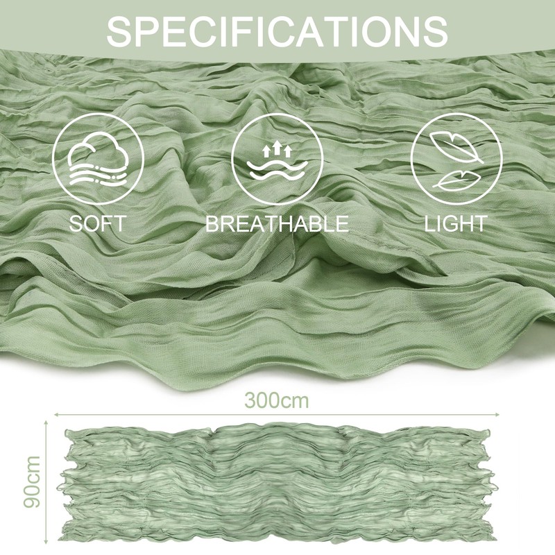 Sage Green Table Runner Cheesecloth 120 Inches Boho Gauze Cheese