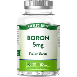 Nature's Truth Boron Supplements - 5mg High Strength Boron Tablets - for Men & Women - 60 Tablets - Vegan