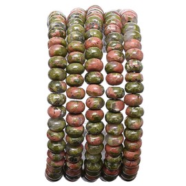 BEADIA Cuentas de piedra unakita natural Rondelle de 4 x 6 mm, sueltas semipiedras preciosas para hacer joyas, 38 cm