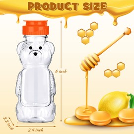 Thenshop 36 Pcs 8 oz Honey Jar Plastic Empty Honey Bear Bottle Honey Dispenser Clear Transparent Honey Containers Bear Cup Honey Squeeze Bottle with Flip Top Lid for Storing Dispensing (Orange Lid)