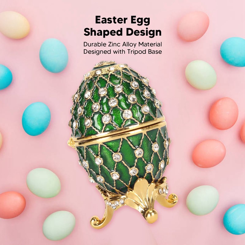 Egg Trinket Box Zinc Alloy Sparkling Rhinestone Exquisite Elegant Metal