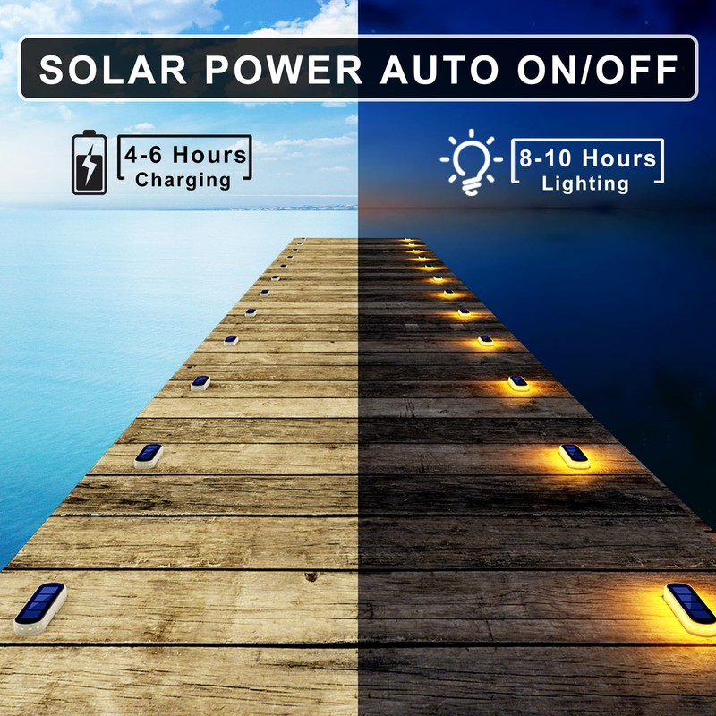 DetarZinLED Solar Step Lights Outdoor Waterproof LED, 4 Pack Warm