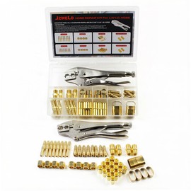 American Standard Bench Hose Crimper Kit, Hose Crimping Tool with 100PK Ferrules 0.591" ID & 0.631" ID for 1/4, 5/16, 3/8 Inch PVC Rubber Hoses, Air Hose Crimping Tool, Torch Hose Repair Kit