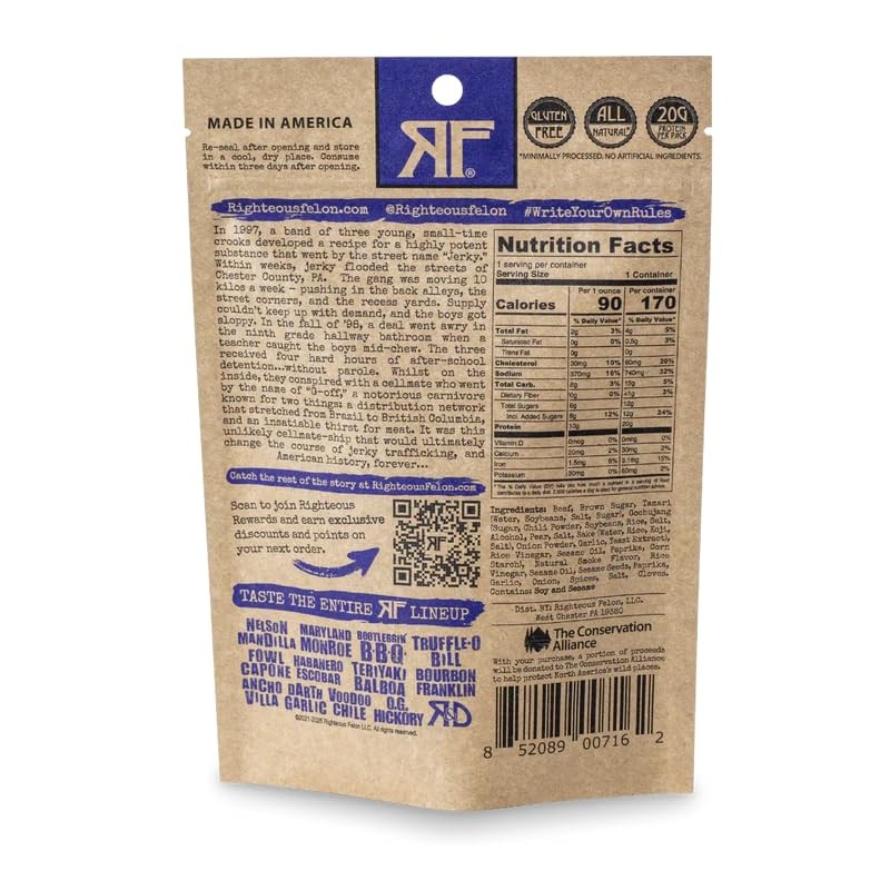 Righteous Felon Beef Jerky - Seoul Survivor Jerky - Gluten-Free