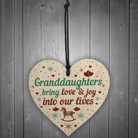RED OCEAN Granddaughter Ornament Bauble Wooden Heart Birthday Christmas Nan Grandad Plaque THANK YOU Keepsake