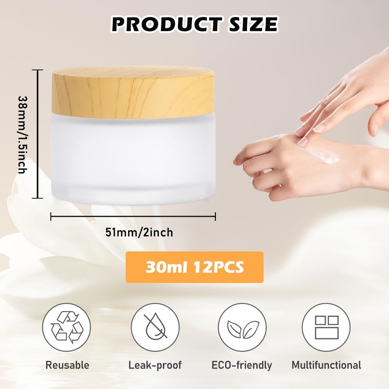 SUNOYA Cosmetic Glass Cream Jar, Pack of 12 Empty Jars