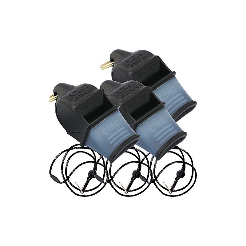 Fox 40 Sonik Blast CMG w/Breakaway Lanyard 3 Pack (Black)