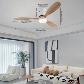SENDERPICK 52 In Ceiling Fan Light LED Chandelier Lamp 3 Colors 6 Speed +Remote 3000K-6000K