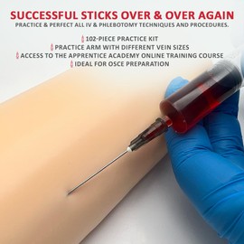 Apprentice Doctor IV & Phlebotomy Practice Kit with Online Training for Nurses & Phlebotomists. Practice & Perfect Venepuncture Skills Before Working on Real People (Updated Venipuncture Kit)