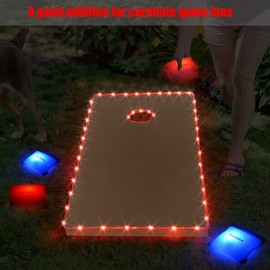 Waybelive LED Cornhole Bean Bags, Glow-in Bean Bags, Waterproof，Super Bright at Night Outdoors, a Great Addition for Playing Cornhole Game at The Family Backyard at Night，4 Pack, Red&Blue